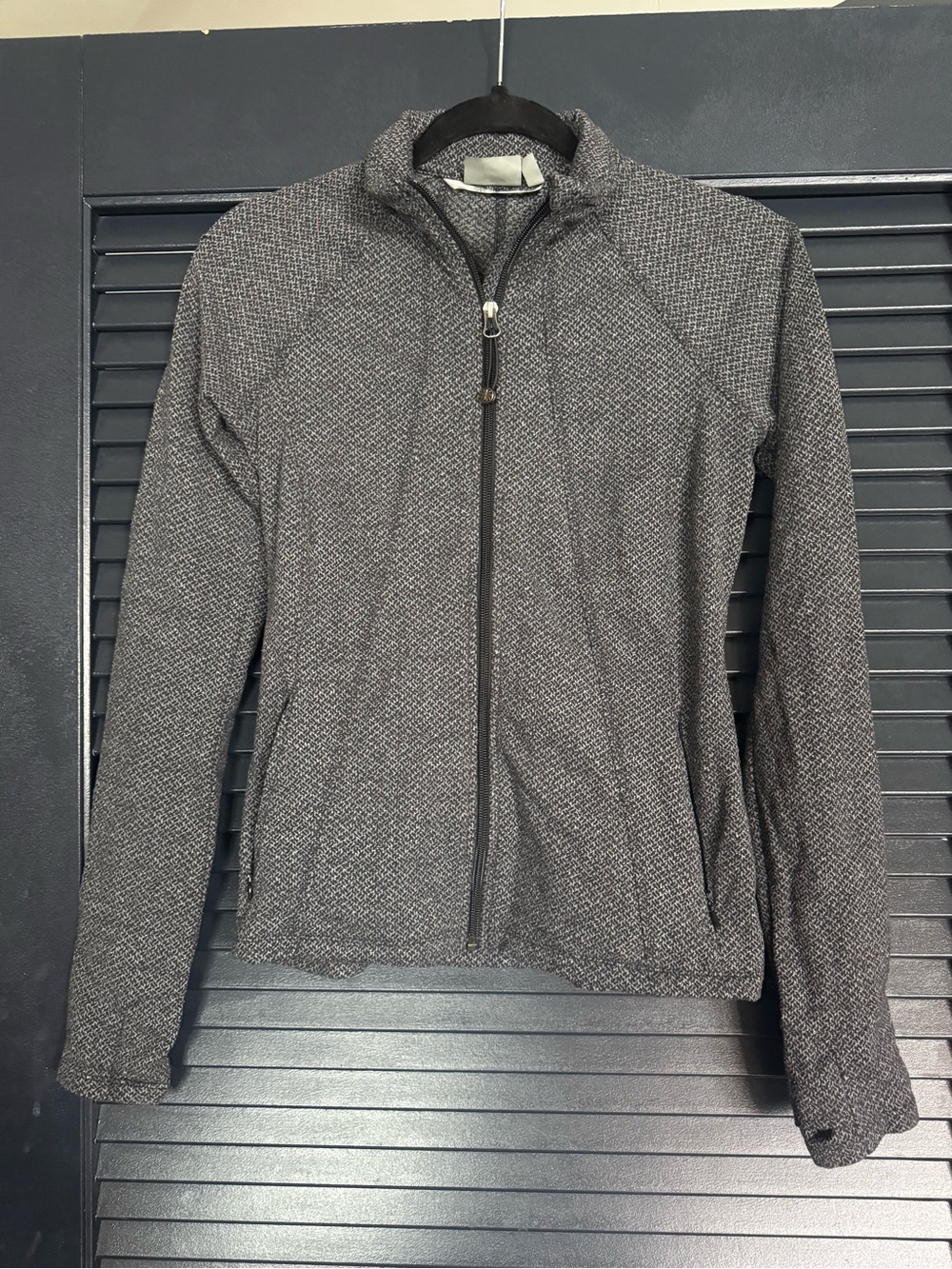 Athleta Heathered Charcoal Zip-Up Blazer Jacket